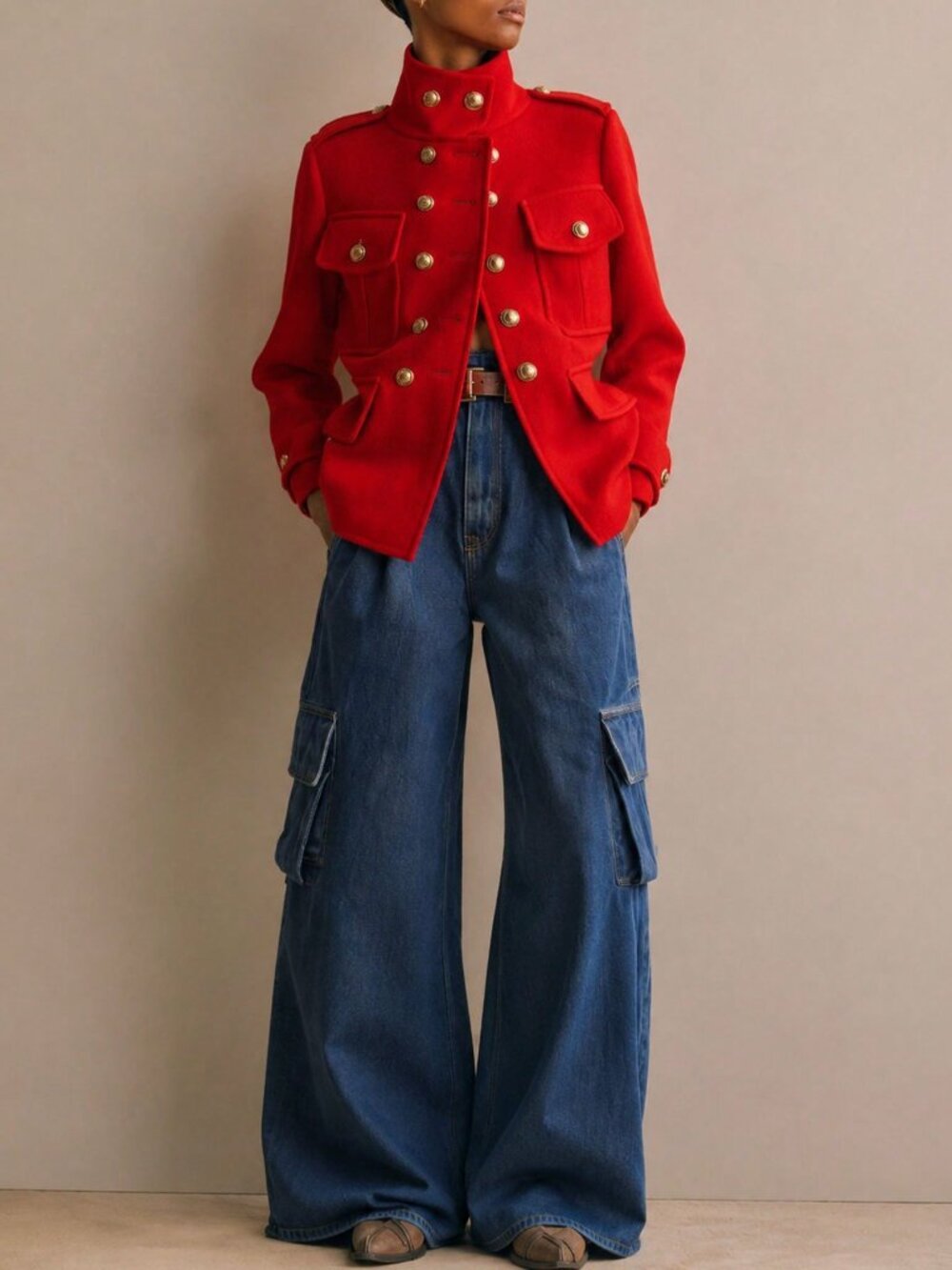 Red Casual Women's Jacket - Picture 3 of 3